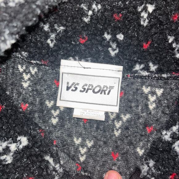 Vtg 90’s Black Holiday Reindeer Christmas Fleece Jacket Women’s M Cozy Cottage - Picture 7 of 11